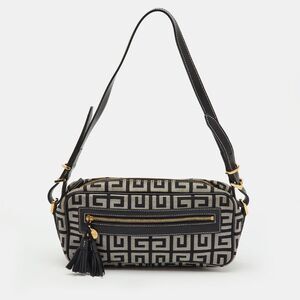 Givenchy Black/grey Monogram Canvas And Leather Tassel Shoulder Bag
